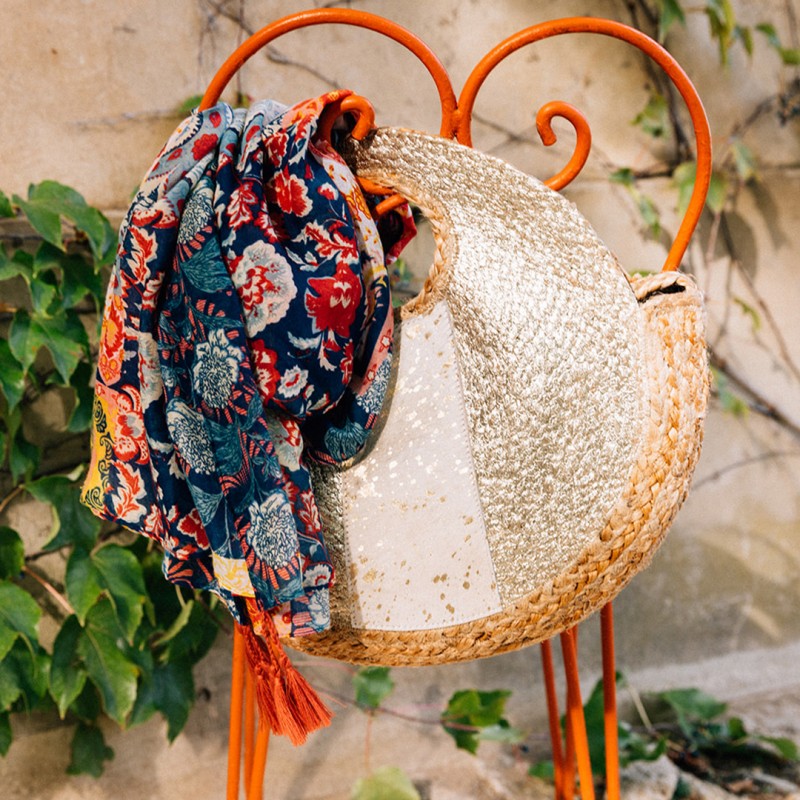 Chèche motif patchwork imprimé multicolore