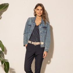 Veste en jean bleue en denim brut 100% coton éco-responsable