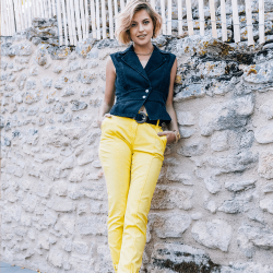 Pantalon coupe cargo coloris jaune en coton responsable