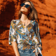 Blouse cache-coeur imprimé foulard exclusif fabriquée en France