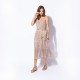 Robe longue kaki et rose et fine ceinture amovible