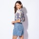Blouse bohème 100% coton responsable écrue et bleue