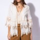 Poncho bohème en gaze de coton coloris écru