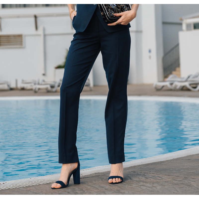 Pantalon chic 100% éco-responsable coloris navy