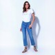 Jean bootcut cropped bleu moyen en coton responsable