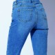 Jean bootcut cropped bleu moyen en coton responsable