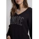Pull noir maxi message AMORE