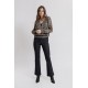 Pantalon noir coupe flare enduit effet cuir