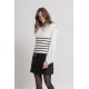 Pull sans manches marinière écru et noir coupe cropped