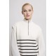 Pull sans manches marinière écru et noir coupe cropped