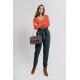 Pantalon coupe carotte coloris cèdre