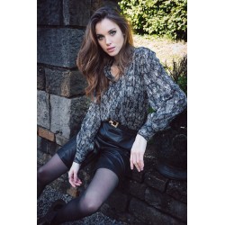 Blouse imprimé serpent noir et beige