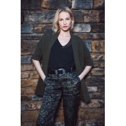 Gilet ample col châle kaki