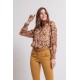 Blouse imprimé baroque noir et ocre