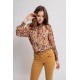 Blouse imprimé baroque noir et ocre