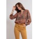 Pantalon coupe slim galbante coloris ocre