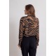 Blouse volantée imprimé zèbre bronze et noir