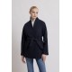 Manteau kimono bleu marine en drap de laine