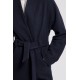 Manteau kimono bleu marine en drap de laine