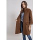 Blouse à manches gigot imprimé bleu et écru