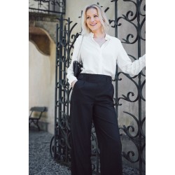 Pantalon large à fines rayures gris