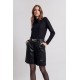 Top zippé noir en résille floquée
