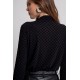 Top zippé noir en résille floquée