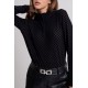 Top zippé noir en résille floquée