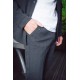 Pantalon coupe droite effet tweed gris