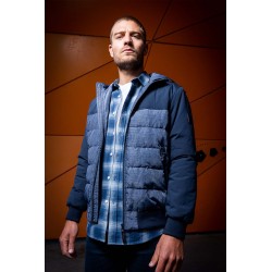 Blouson matelassé à capuche coloris navy