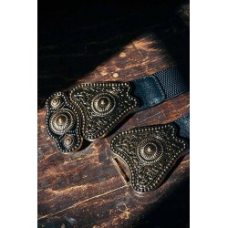 Ceinture élastique noir et maxi boucle bijou