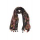 Chèche orné de sequins imprimé noir multicolore