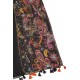 Chèche orné de sequins imprimé noir multicolore