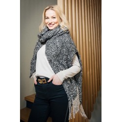 Echarpe 2 en 1 en tweed noir lurex