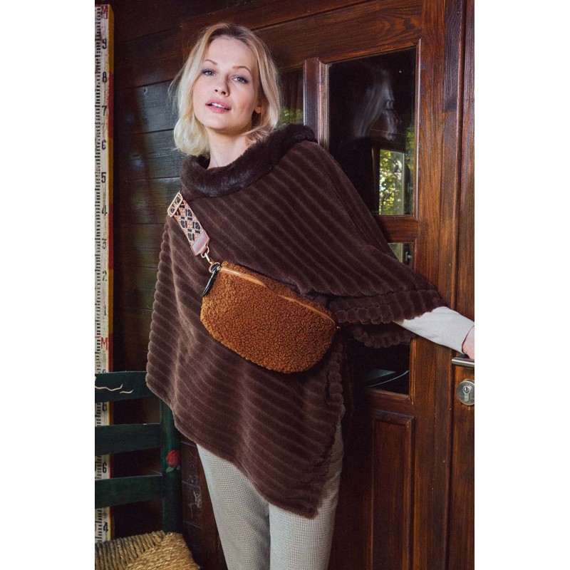 Sac banane matière peluche coloris chocolat