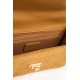 Sac forme cartable rectangulaire suédine camel et fausse fourrure