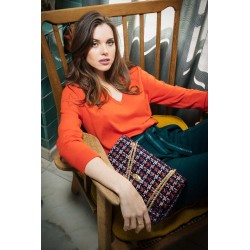 Sac forme pochette en tweed multicolore