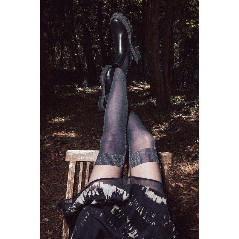 Collants effet jambière noir et lurex