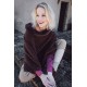 Poncho en fausse fourrure marron