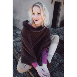 Poncho en fausse fourrure marron