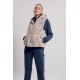 Hoodie sans manches en fausse fourrure coloris pearl