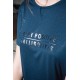 Tee-shirt à message bleu pailleté