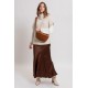 Jupe en satin coupe sirène coloris choco