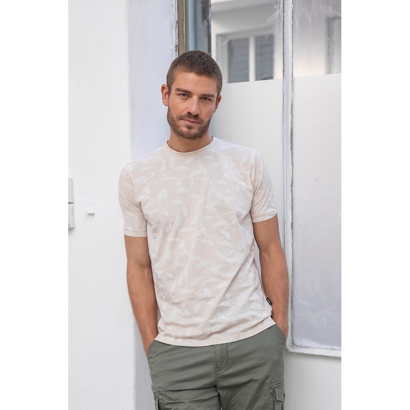 T-shirt imprimé botanique beige