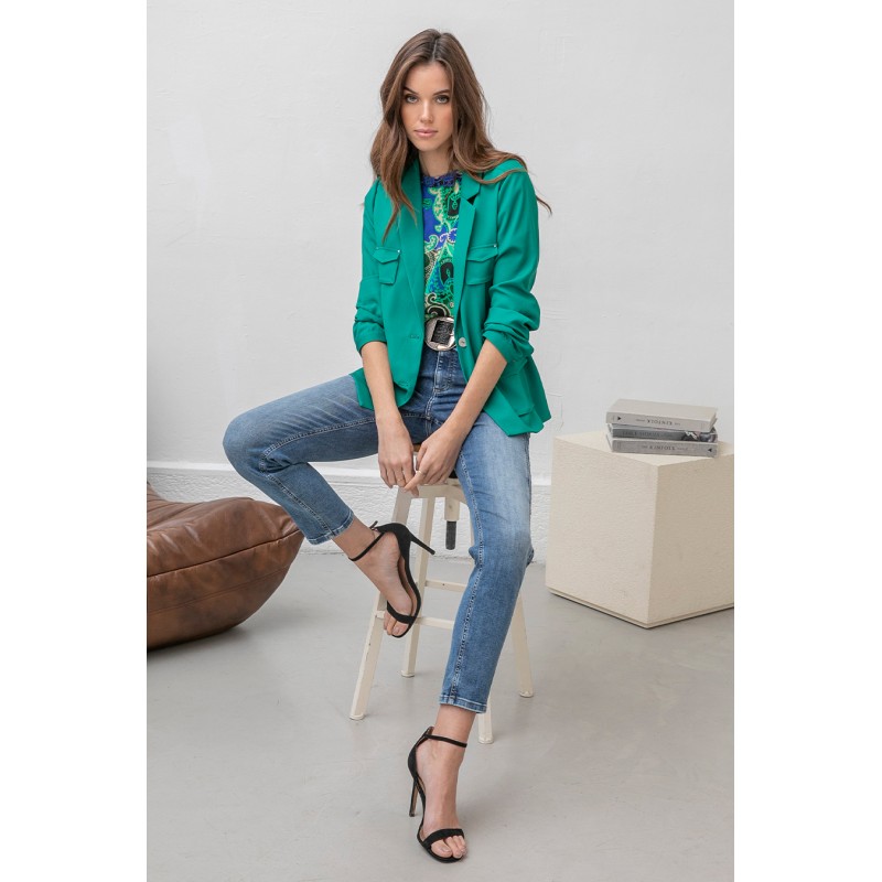 Veste tailleur esprit saharienne coloris vert