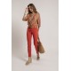 Pantalon slim coloris terracotta