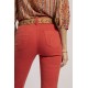 Pantalon slim coloris terracotta