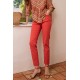 Pantalon slim coloris terracotta