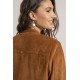 Blouson cognac effet peau de pêche