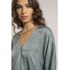 Blouse satinée esprit kimono coloris lagon